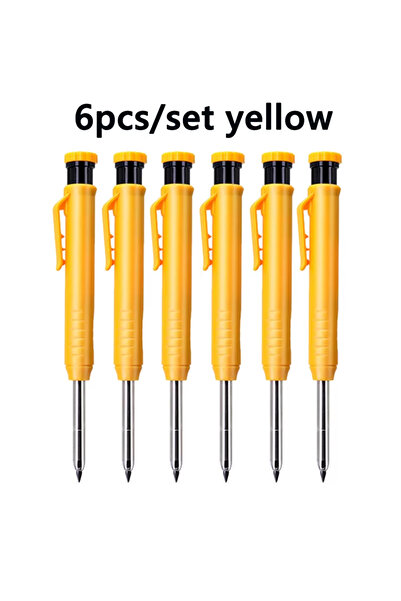 Choice 6 أقلام رصاص ميكانيكية صفراء للرسم الهندسي والنجارة، رأس طويل 2.8 مم