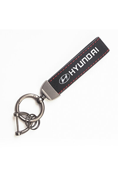 Choice1 غطاء صمام سلسلة مفاتيح سيارة من جلد سويدي الأسود من هيونداي، قطعة واح...