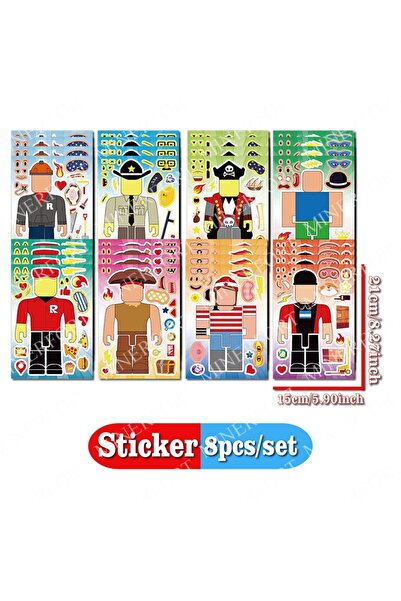 Choice 8 قطع من ملصقات لعبة روبلوكس الكرتونية، ملصقات تركيبية لطيفة على شكل و...