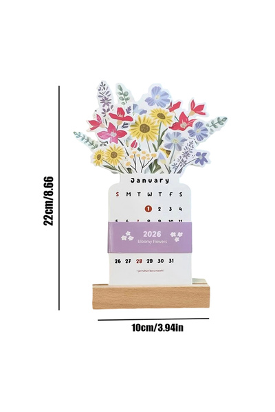 Choice تقويم مكتبي صغير على شكل مزهرية زهور لعام 2026 - مخطط قائم للمنزل/المد...