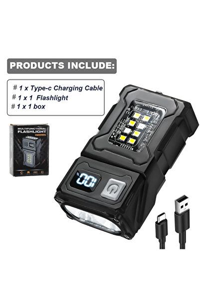 Choice مصباح يدوي صغير قابل لإعادة الشحن عبر منفذ USB، مزود بمغناطيس خلفي، فا...