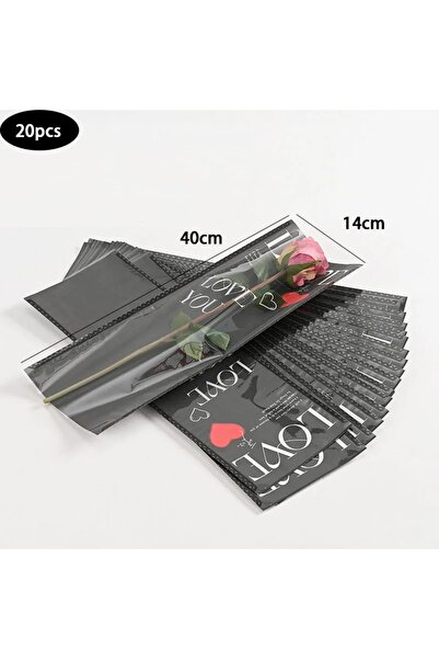 Choice1 14×40 سم، 20 قطعة - أسود، أكياس تغليف زهور الوردة الواحدة، ورق تغليف ...