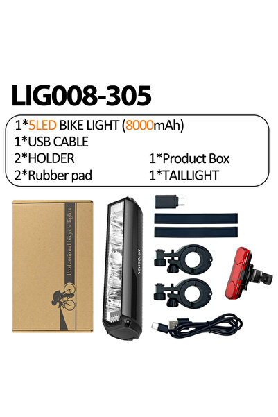 Choice مصباح دراجة LIG008-305 4/8 LED أمامي عالي الإضاءة، مزود ببطارية 10000 ...