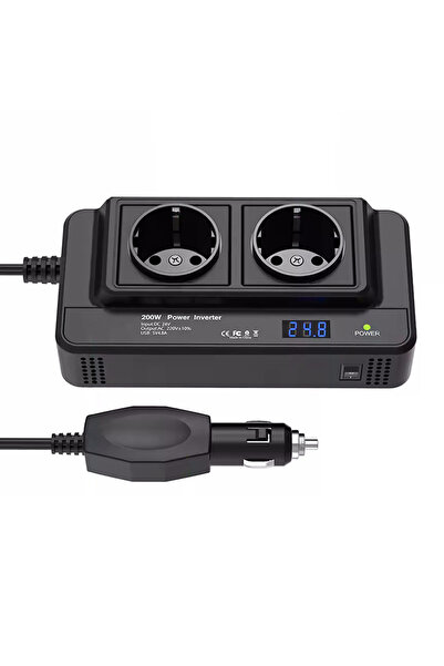 Choice محول طاقة للسيارة بقدرة 200 واط، مقبس أوروبي، محول ولاعة سجائر 12 فولت...