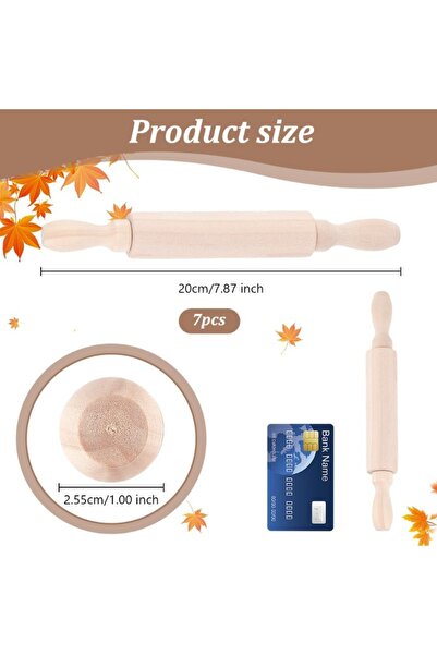 Choice AECH06-08473 مجموعة من 7 قطع من شوبك العجين الخشبي الصغير بطول 7.9 بوص...