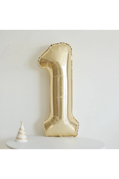 Choice بالون ذهبي فاتح مقاس 40 بوصة، رقم 1، بالون رقمي من فيلم ألومنيوم ذهبي ...