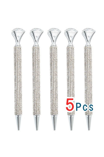 Choice 5Pcs Creative Big Diamond Metal Ballpoint Glitter Crystal Pen Metal Ca...