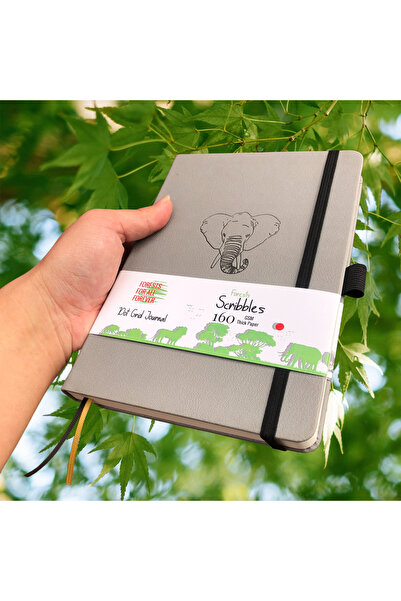 Choice دفتر ملاحظات A5 رمادي اللون بنقشة الفيل، ورق كريمي سميك 160 جرام/م²، د...