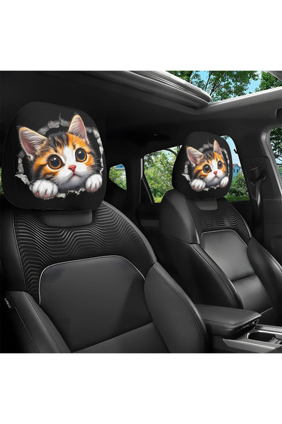 Choice TZT136 قطعتان، أغطية مساند رأس السيارة بتصميم قطة جدارية، ديكور داخلي ...