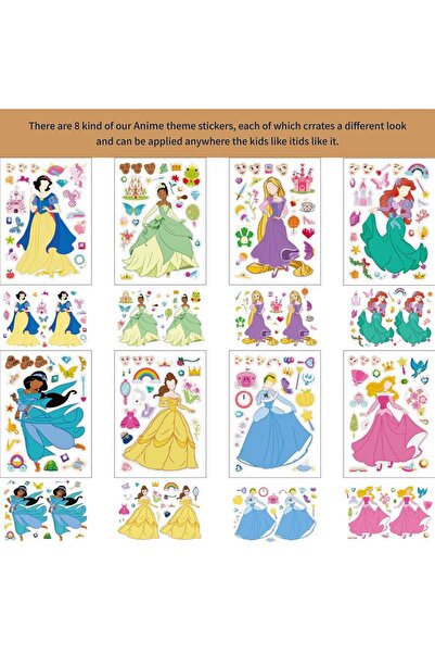 Choice 16 قطعة، 16 ورقة، ملصقات أحجية أميرات كرتونية، اصنع وجهًا، أحجية تعليم...