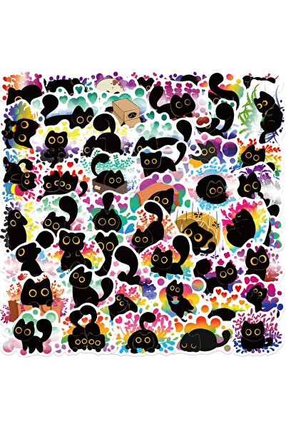 Choice ٥٠ قطعة من ملصقات القطط السوداء الرائعة، زينة جمالية، ملصقات قطط صغيرة...