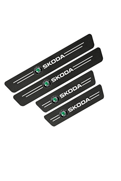 Choice ملصقات عتبات أبواب السيارة من ألياف الكربون والجلد، 4 قطع، لحماية من ا...