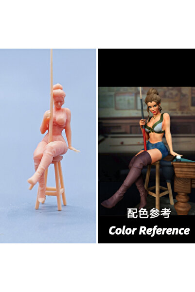 Choice مجسم فتاة بلياردو من الراتنج، بمقياس 1/64، غير ملون، مجسمات مصغرة، ديو...