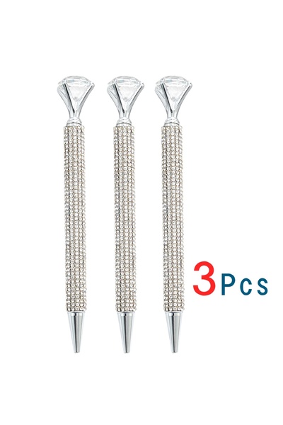 Choice 3Pcs Creative Big Diamond Metal Ballpoint Glitter Crystal Pen Metal Ca...