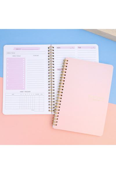 Choice3 مخطط أسبوعي وردي اللون لمدة 52 أسبوعًا، جدول أعمال، دفتر ملاحظات، مفك...