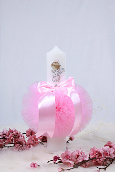 GoVo Kids Lumanare de botez, Ingeras cu Tulle, 35x7 cm