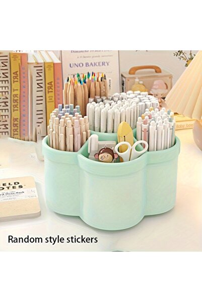 Choice green 1pc 360 degree cute rotating pen holder, large capacity multifun...