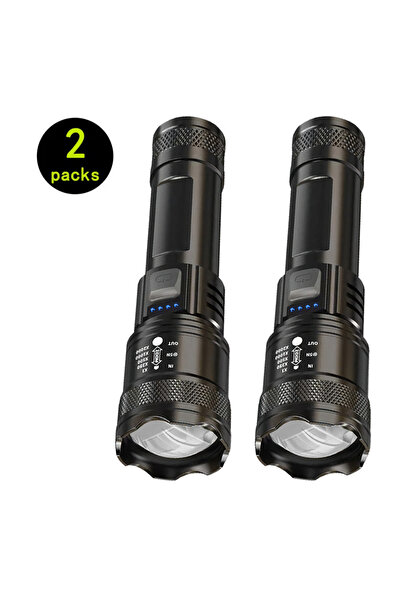 Choice مصباحان يدويان فائقان السطوع، قابلان لإعادة الشحن عبر منفذ USB، مزودان...