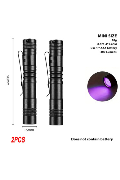 XIWANGFIRE مصباح يدوي قصير ثابت التركيز - قطعتان، 1-5 قطع، يعمل بالأشعة فوق ا...