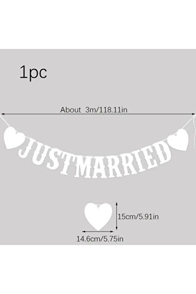 Choice WHITE 1pc, JUST MARRIED Letter Fishtail Flag, Wedding Party Wedding Ro...