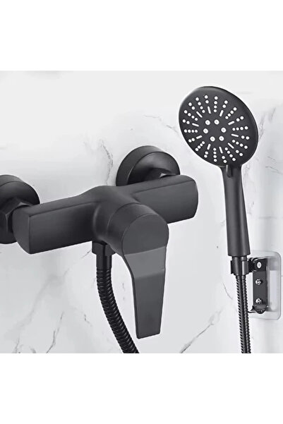 Choice طقم دش - 304 صنبور دش جداري أسود اللون للحمام، خلاط ماء ساخن وبارد بمق...