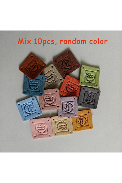 Choice Mix 10pcs Embossing Square Tags For Handmade Label Fiber Leather Label...