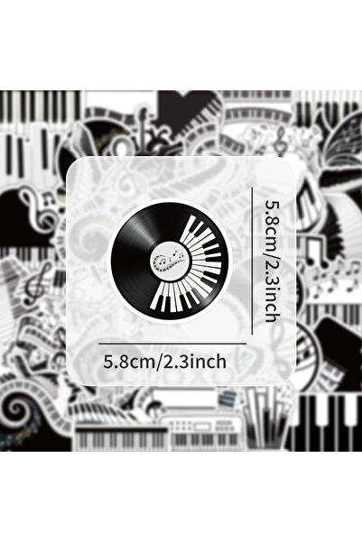 Choice1 ملصقات عناصر موسيقية A-50 قطعة (50/100 قطعة) - مفاتيح بيانو سوداء وبي...