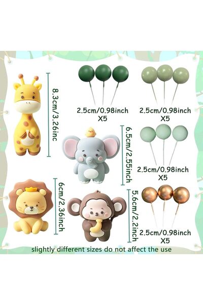 Choice 24pcs 24PCS Cute Jungle Baby Shower Cake Decoration Safari Animals Cak...