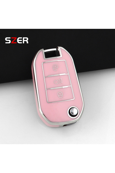 Choice7 Pink only case TPU Car Flip Key Case Cover Shell Fob For Peugeot 208 ...