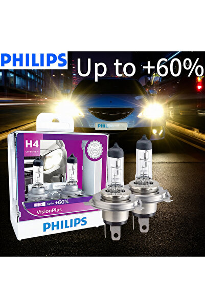 Choice مصباحان من فيليبس H4، 12 فولت، 60/55 واط، P43t VisionPlus، إضاءة ساطعة...