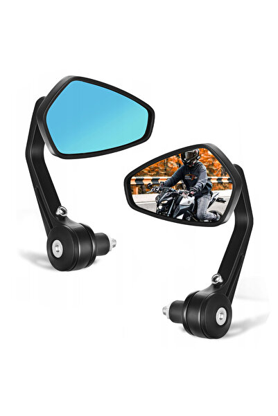 Choice مرايا دراجة نارية زرقاء، مرايا رؤية خلفية مثبتة على أطراف المقود 7/8 ب...