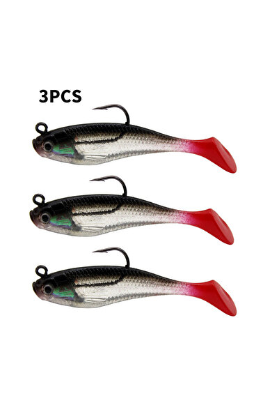 Choice 3PCS heibeihongwei Soft Fishing Lures Shad Minnow Swimbaits, Pre-Rigge...