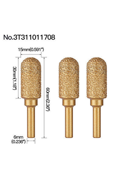 Choice12 3T311011708 HUHAO 3 قطع رأس طحن ماسي 6 مم، مبرد دوار بطول 60 مم، مثق...