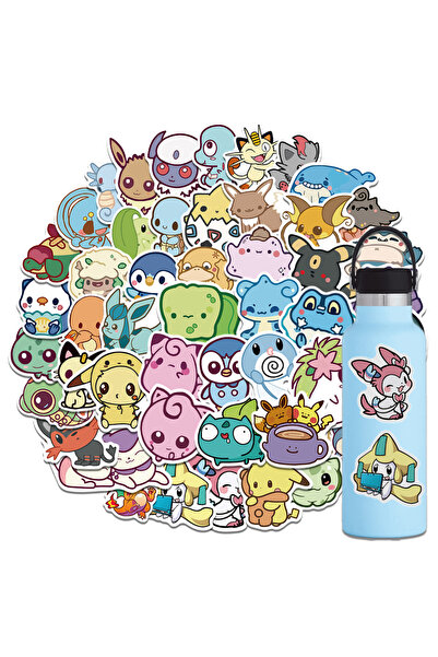 BANDAI ٥٠ قطعة من ملصقات بوكيمون كاواي كيو، مناسبة للتزلج، والدراجات، والجيتا...