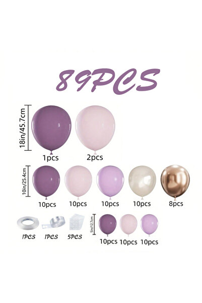 Choice others 89PCS 1set Purple Sand White and Champagne Gold Latex Balloon f...
