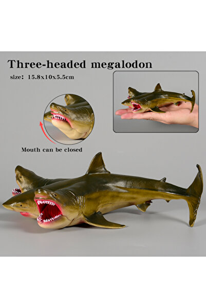 Choice1 سمكة قرش بثلاثة رؤوس، مجسم سمكة قرش أبيض كبير بثلاثة رؤوس، لعبة تعليم...
