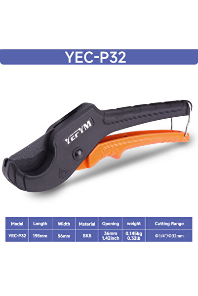 Choice YEC-P32 Ratchet PVC Pipe Cutter,Cuts up to 2-1/4"PEX,PVC,PPR and Plast...