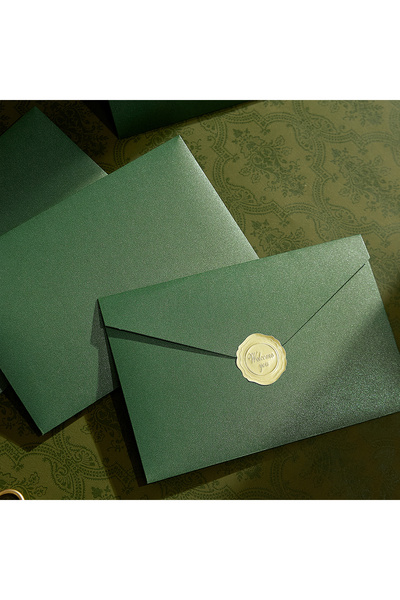 Choice ١٠ قطع من دعوات على شكل مغلفات خضراء و ١٠ قطع من دعوات بلون اللؤلؤ مع ...