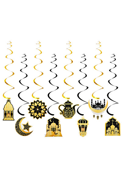 Choice 8pcs 8/16Pcs Ramadan Hanging Spirals Eid Mubarak Moon Star Swirls Bann...
