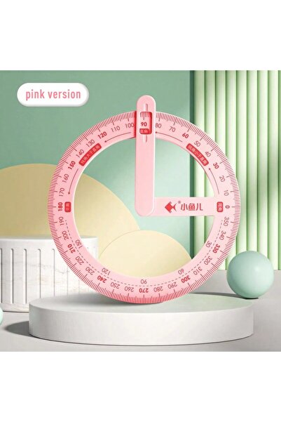 Choice مسطرة هندسية وردية اللون بزاوية 360 درجة، أداة تعليمية مميزة لقياس الز...