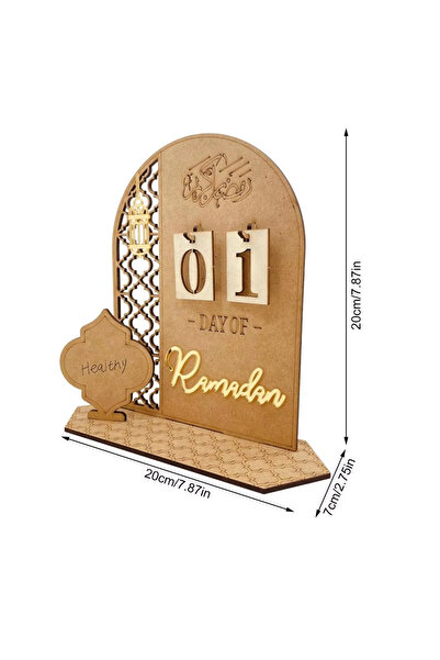 Choice تقويم العد التنازلي لعيد الفطر 2026 المصنوع يدويًا من الخشب، سهل الترك...