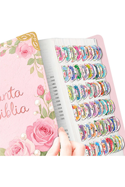 Choice MULTI 75Pcs Spanish Laminated Bible Tabs,Reposition Large Print Sticke...