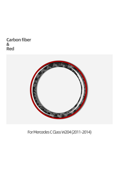 Choice حلقة مفتاح تشغيل من ألياف الكربون الحمراء لسيارات مرسيدس بنز W204 W205...