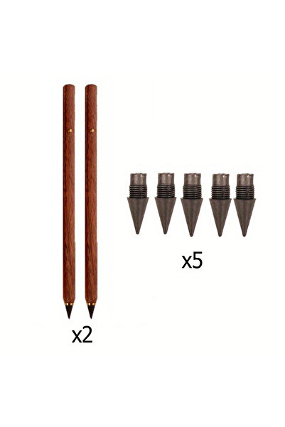 Choice قلمان من خشب الجوز + 5 رؤوس كتابة، أقلام رصاص HB للكتابة غير المحدودة،...