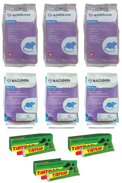 Bayer Rodillon Fare Pasta 10x10 100GR 3 Adet/Racumin Zehirli Buğday 250GR 3 Adet/Tibtrap Yapışkan 3 Adet