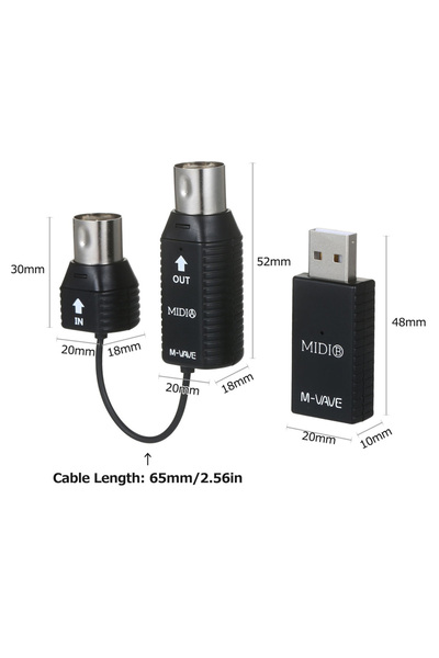 Choice black M-VAVE MS1 MIDI Wireless Adapter Plug and Play Support Mini Wire...