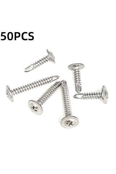 Choice6 مجموعة متنوعة من 50 قطعة من براغي الصفائح المعدنية ذات الرأس العريض، ...