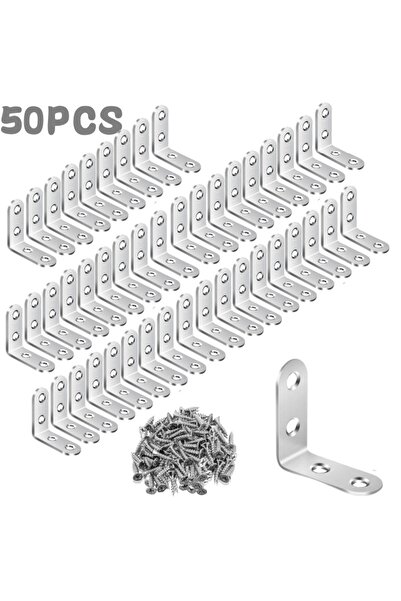 Choice8 L-Silver 40X40 50pcs 30/50pcs Black Stainless Steel L Brackets with S...
