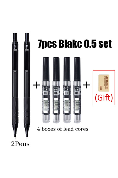 Choice مجموعة أقلام رصاص ميكانيكية معدنية سوداء/فضية، 7 قطع، 0.5، عبوة إعادة ...