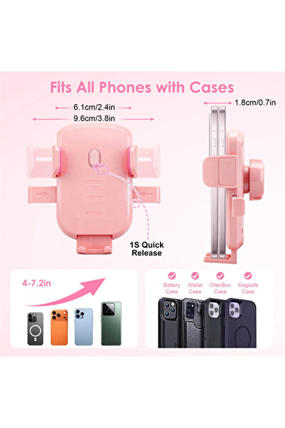 Choice Pink 1Pc Pink Universal Car Phone Holder With Metal Hook Clip For Air ...
